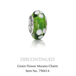 Pandora Green Flower Murano Charm
