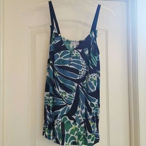 Navy and blue print maternity tank