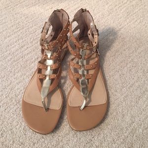 Brown and Gold Gladiator Sandals