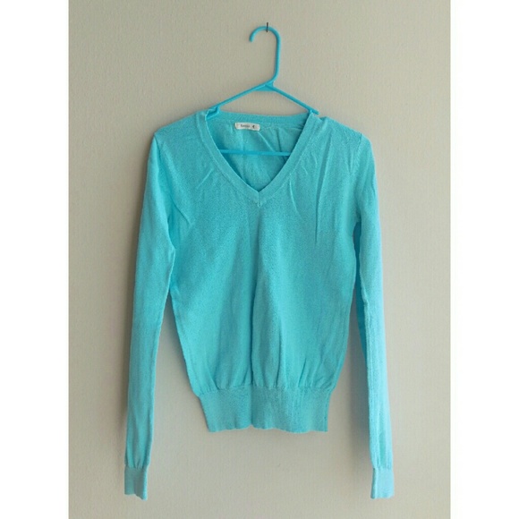 Bright baby blue long sleeve v-neck