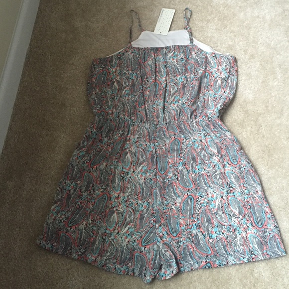 Patterned spaghetti strap romper with Lace front - Picture 2 of 2