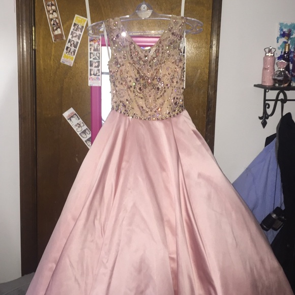 Sherri Hill style 32359 prom dress in blush - Picture 4 of 4