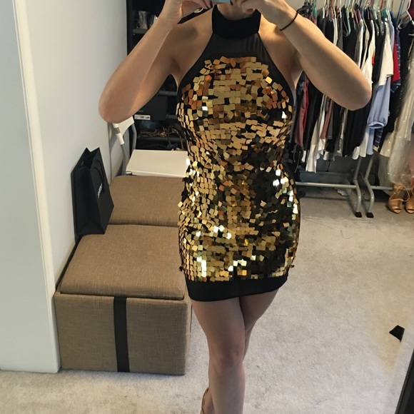 Little black dress with a golden details Prom