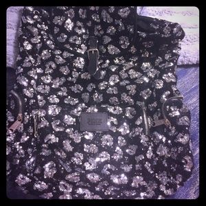 VS PINK Black/Silver Sequin Cheetah Print Backpack