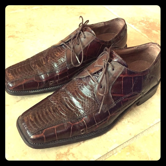 9.5 Stacy Adams Genuine Snake leather dress shoes - Picture 1 of 4