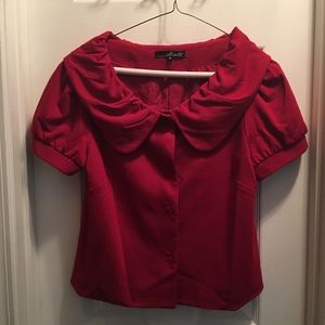 Red Short Sleeve Jacket Blazer Medium