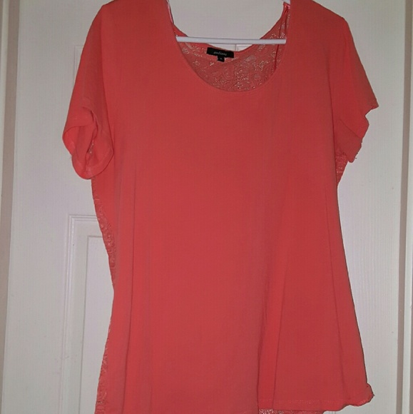 Laced back deep coral tee shirt.