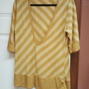 Beautiful  Gold stripe hooded blouse