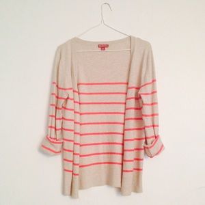 Merona Cream and Coral Striped Cardigan