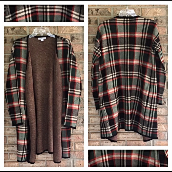 Amazing Plaid Long Cardigan Sweater M - Picture 4 of 4