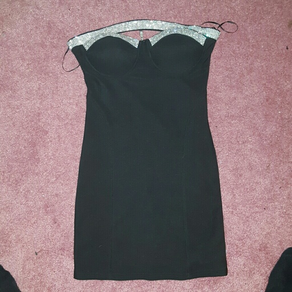 Sexy  rhinestones little black dress