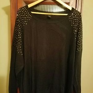 Black sweater with rose gold rhinestones