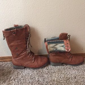 Brown combat boots
