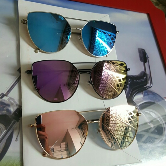 NEW CAT STYLE UNISEX MIRROR LENS WOMAN SUNGLASSES - Picture 2 of 3