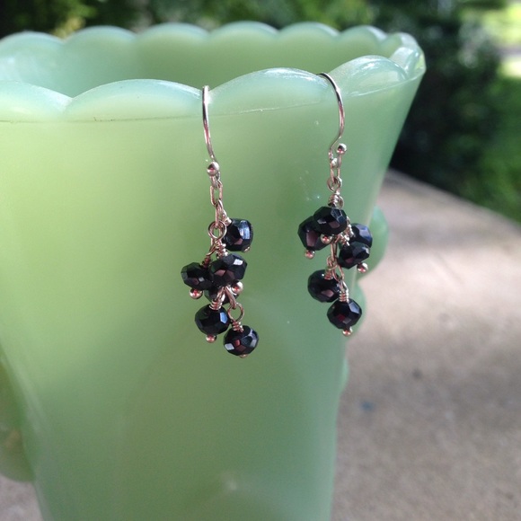 Black Garnet Earrings - Picture 1 of 4