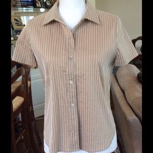 Short Sleeve, Tan/White Piazza Sempione blouse