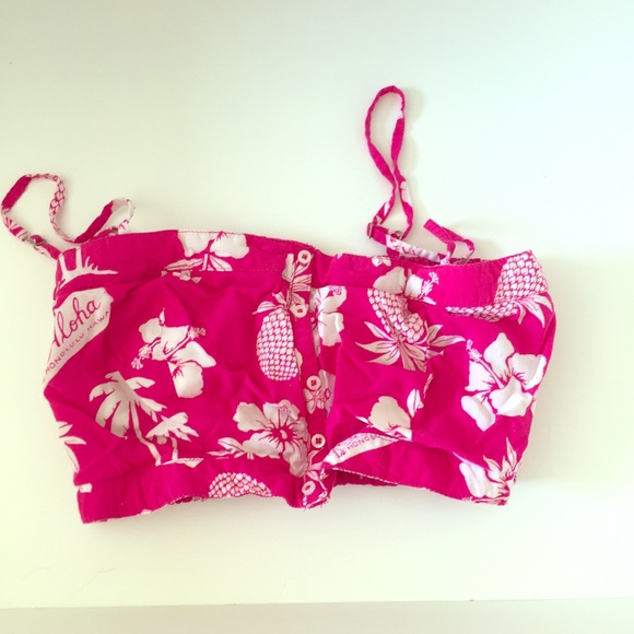 Pink pineapple Hawaii bandeau top