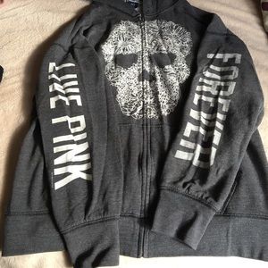 Rare PINK bling skull hoodie