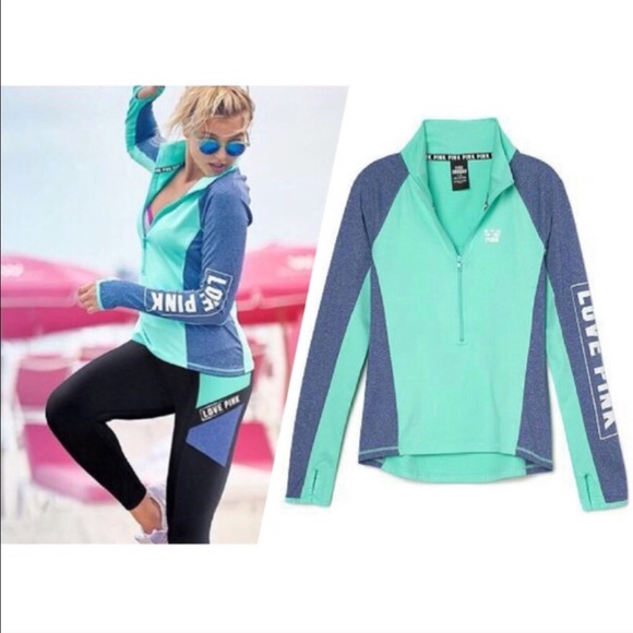 ❌❌ SOLD ❌❌ VS Pink Ultimate Yoga Half Zip in Aqua