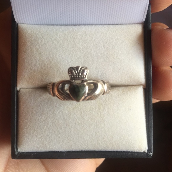 Claddagh Ring with Green Stone!