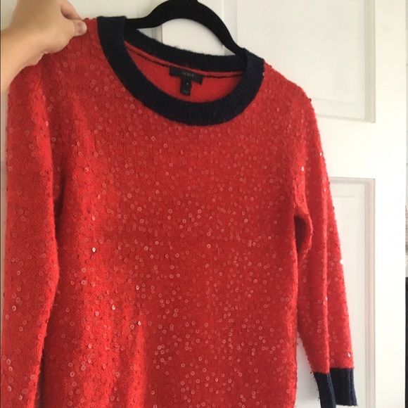 J. Crew Sequin Festive Red Sweater
