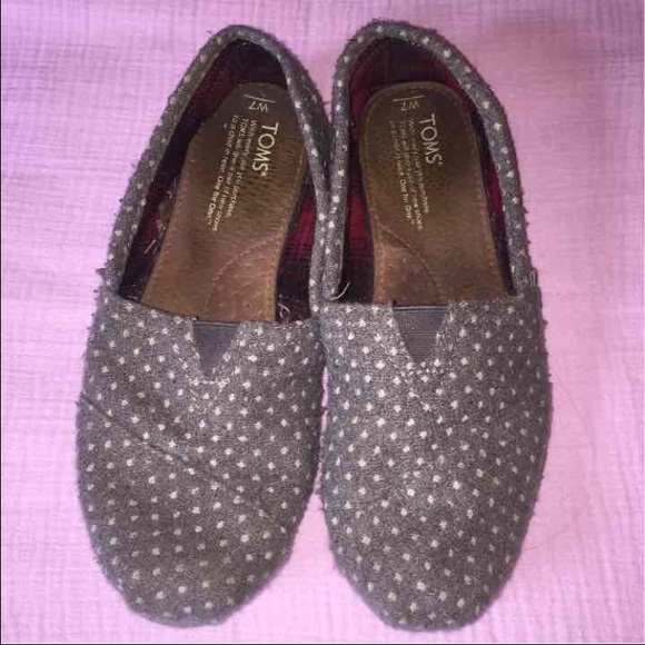 Toms Gray Wool polka dot shoes SZ 7