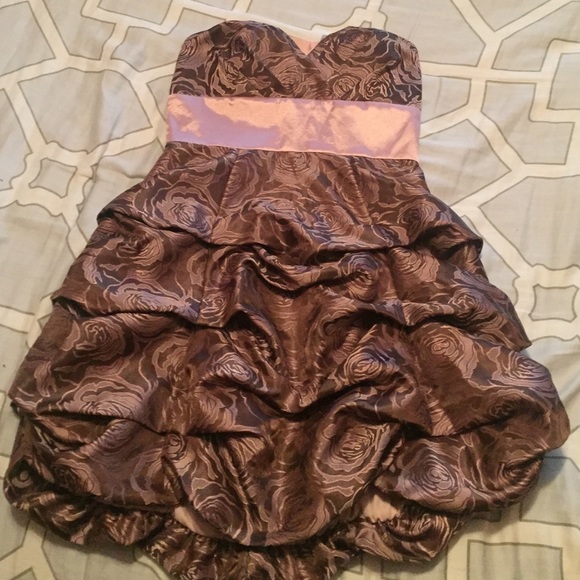 Brownish champagne with pink rose dress