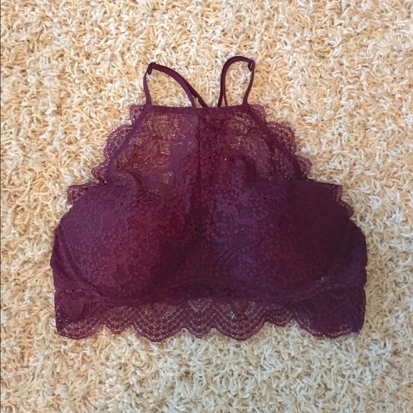 Black Orchid Eyelash High Neck Lace VS Bralette L