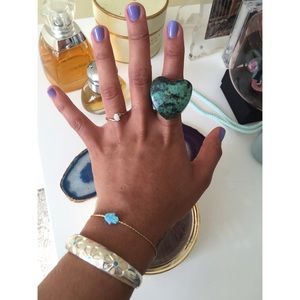 Green jasper agate stone heart shape ring