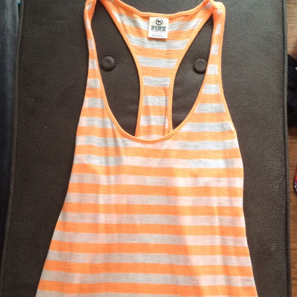 Orange & White Striped PINK VS tank - Picture 3 of 4