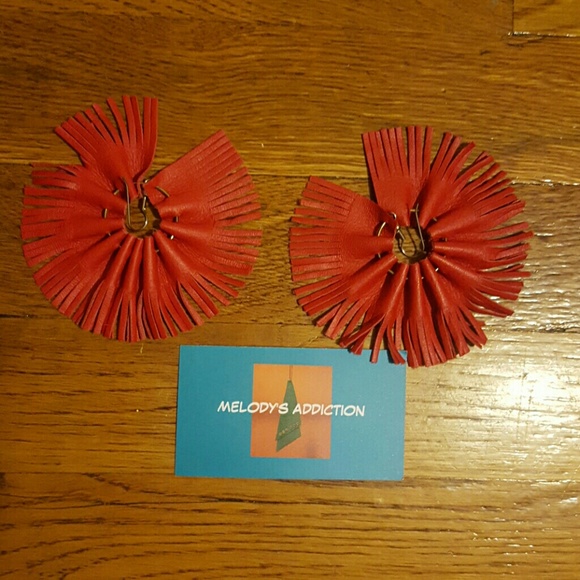 Hand made leather fringe earrings