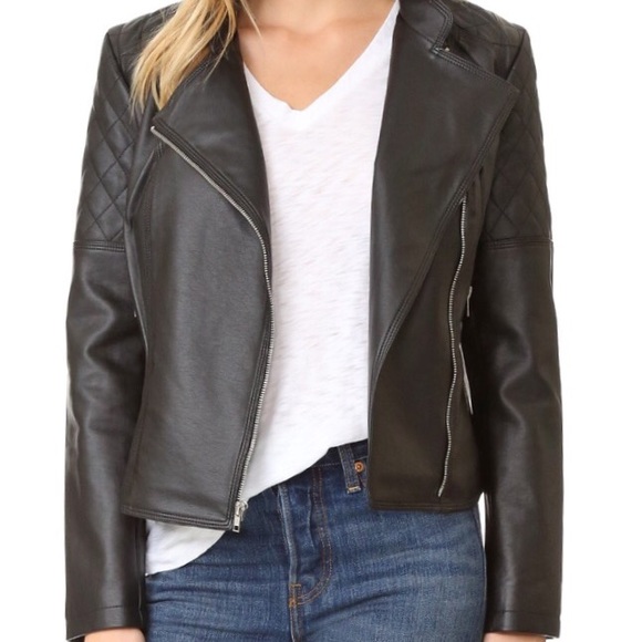 BB Dakota asymmetrical zip moto jacket in black