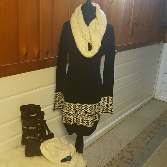 Fall/Winter black knitted sweater dress.