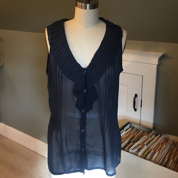 Chiffon Ruffled Pin Tuck Blouse