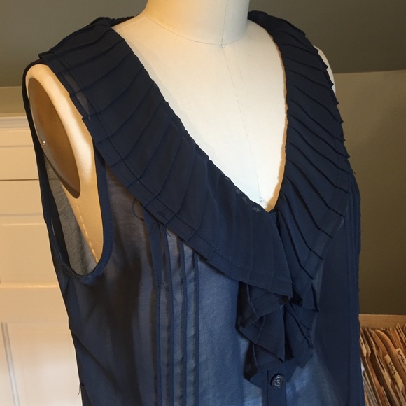 Chiffon Ruffled Pin Tuck Blouse - Picture 2 of 2