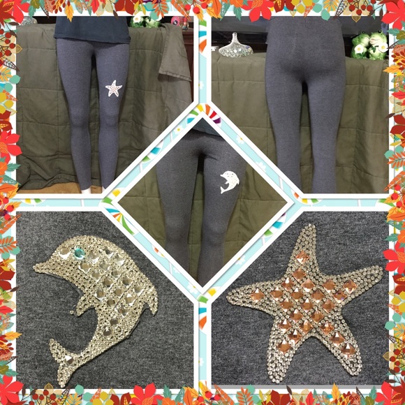 Last Pair Gray Winter Crystal leggings - Picture 3 of 4