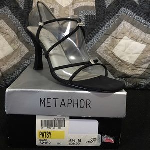 Metaphor black and rhinestone strap dress shoe.