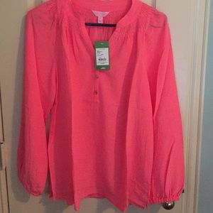 Lily Pulitzer Elsa top in hot Coral, size S, NWT