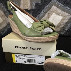 Franco Sarto green leather espadrilles. Sz 6
