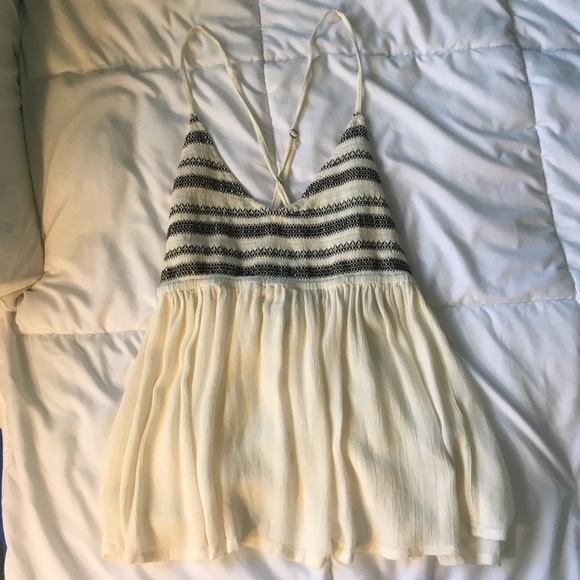 Ivory/ navy Babydoll tank top
