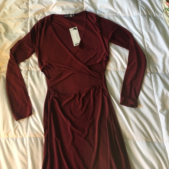 Burgundy midi dress