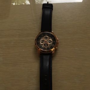 FOSSIL Multi Function Navy Leather Men's Watch