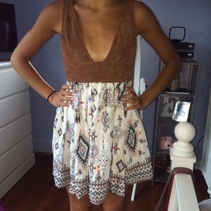 suede flowy dress with cutouts