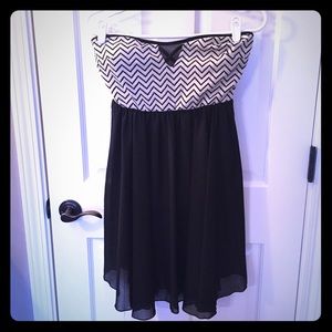 Chevron and Black strapless dress