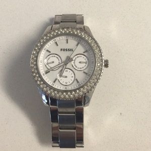 Silver fossil watch