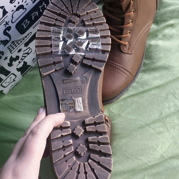 Cognac Combat Boots - Picture 2 of 3