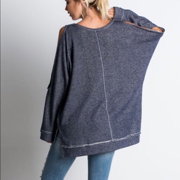 🏆HOST PICK🇺🇸Split Sleeves Textured Burnout navy - Picture 3 of 4