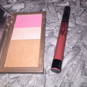 Blush, bronzer and highlight kit with KVD lipstick