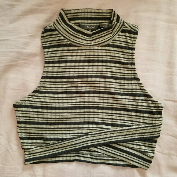 Striped Olive Green Crop Top