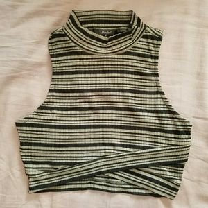 Striped Olive Green Crop Top